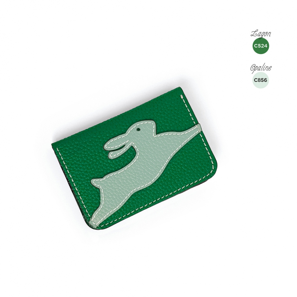 'En L'Air Carte Lièvre' Porte Carte Cuir Nappa Lagon