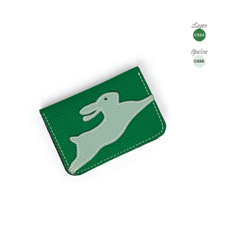 'En L'Air Carte Lièvre' Nappa Leather Card Holder Green