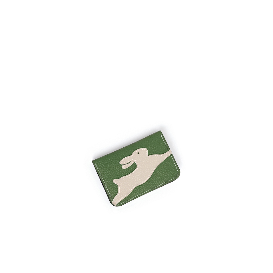'En L'Air Carte Lièvre' Nappa Leather Card Holder Asperge