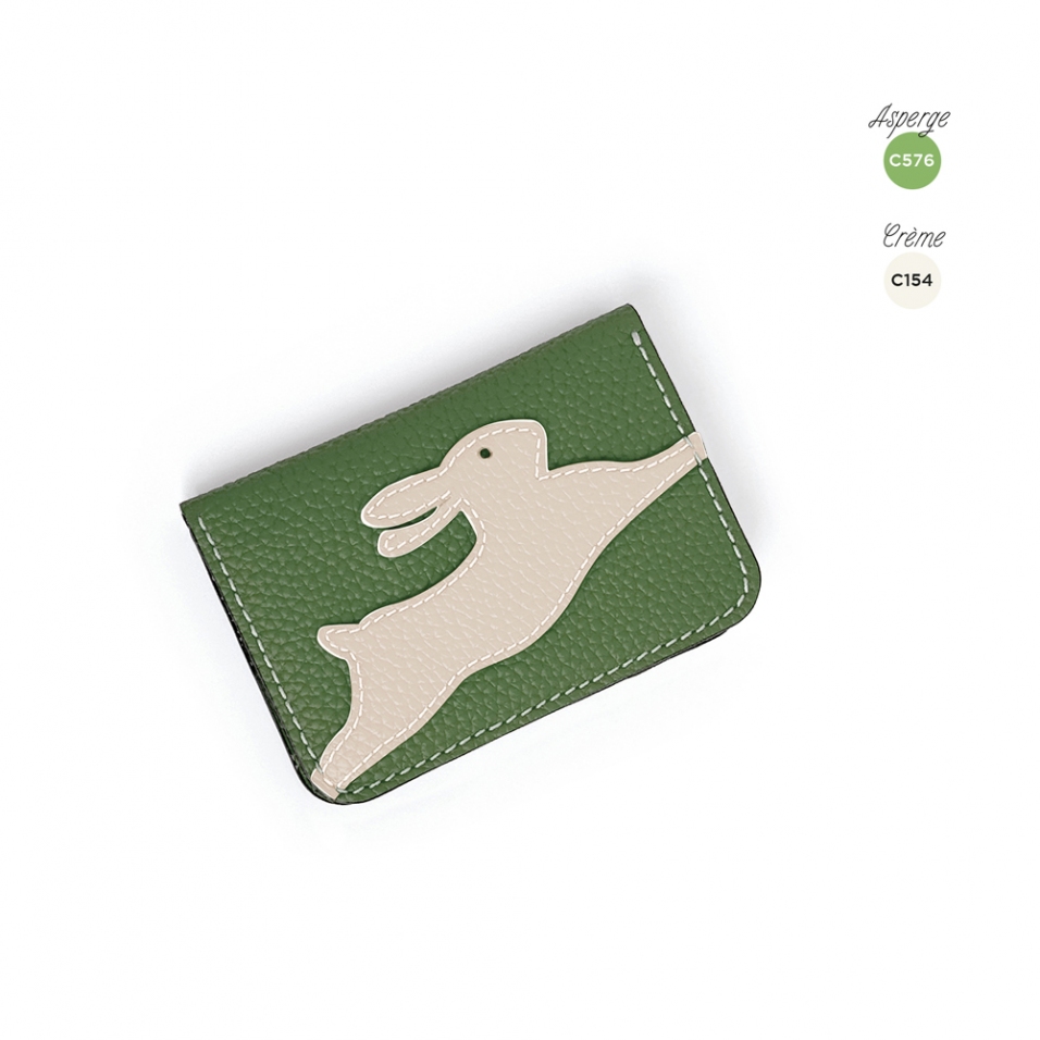 'En L'Air Carte Lièvre' Nappa Leather Card Holder Asperge