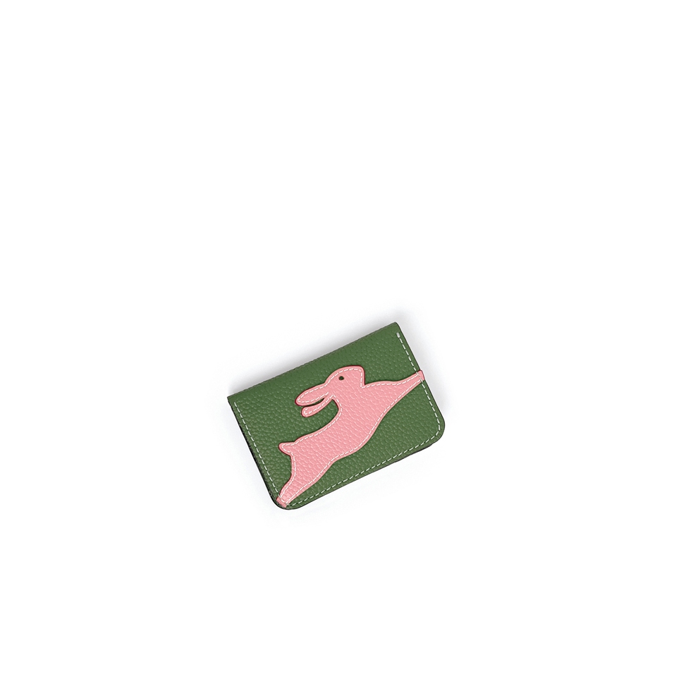 'En L'Air Carte Lièvre' Porte Carte Cuir Nappa Asperge