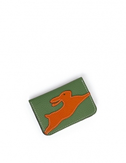 'En L'Air Carte Lièvre' Porte Carte Cuir Nappa Asperge