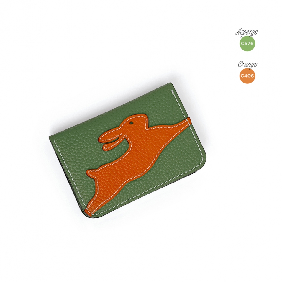 'En L'Air Carte Lièvre' Nappa Leather Card Holder Asperge