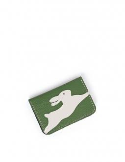 'En L'Air Carte Lièvre' Porte Carte Cuir Nappa Asperge