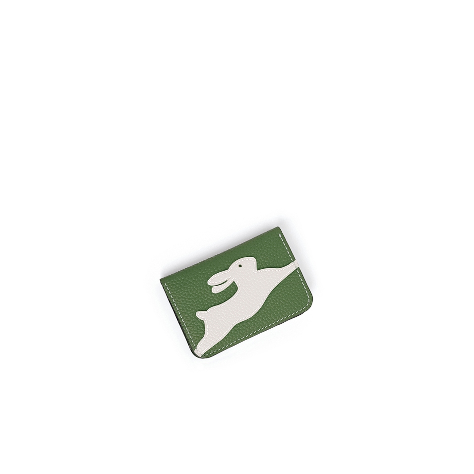 'En L'Air Carte Lièvre' Nappa Leather Card Holder Asperge