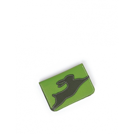 'En L'Air Carte Lièvre' Nappa Leather Card Holder Apple Green