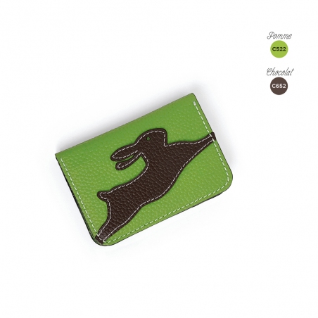 'En L'Air Carte Lièvre' Nappa Leather Card Holder Apple Green