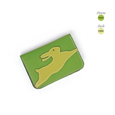 'En L'Air Carte Lièvre' Nappa Leather Card Holder Apple Green