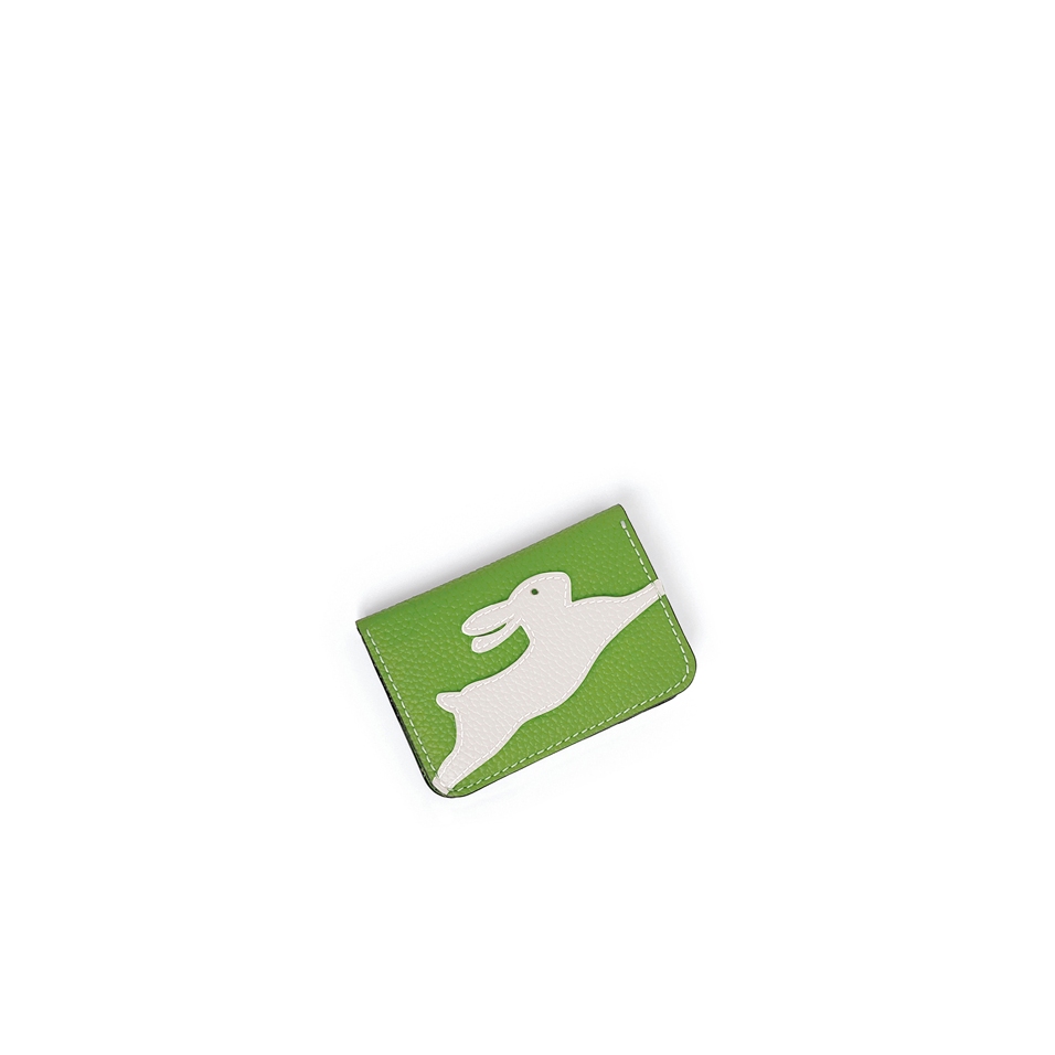 'En L'Air Carte Lièvre' Nappa Leather Card Holder Apple Green