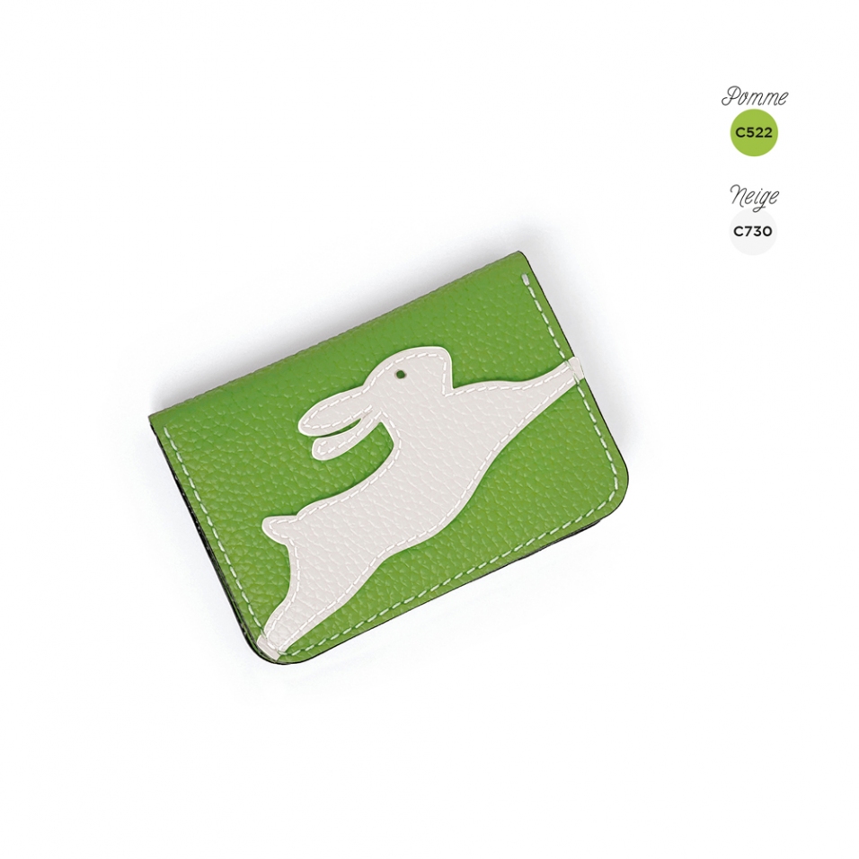 'En L'Air Carte Lièvre' Porte Carte Cuir Nappa Pomme