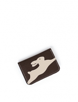 'En L'Air Carte Lièvre' Nappa Leather Card Holder Chocolate