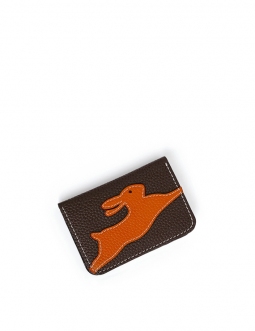 'En L'Air Carte Lièvre' Porte Carte Cuir Nappa Chocolat
