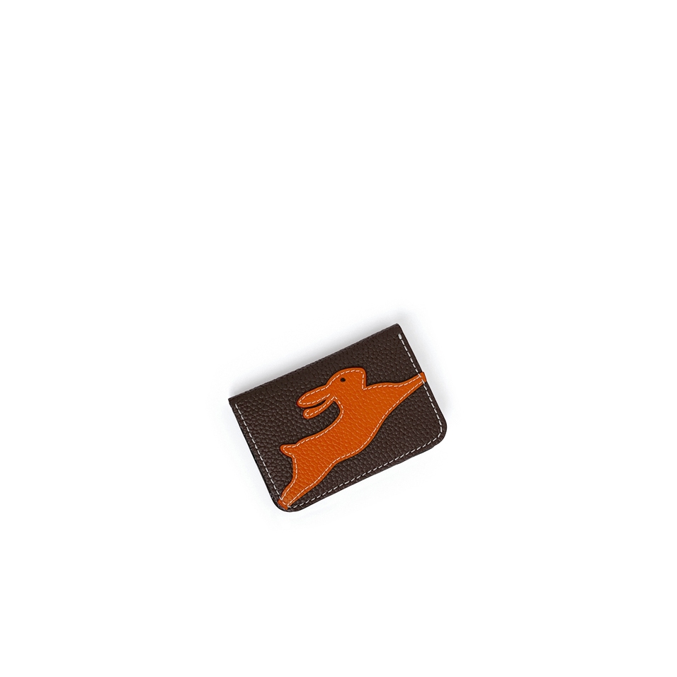 'En L'Air Carte Lièvre' Nappa Leather Card Holder Chocolate