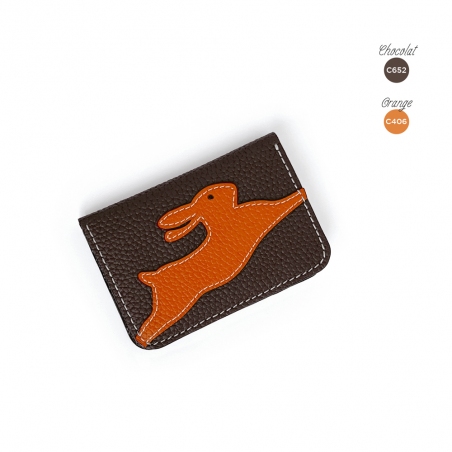 'En L'Air Carte Lièvre' Nappa Leather Card Holder Chocolate