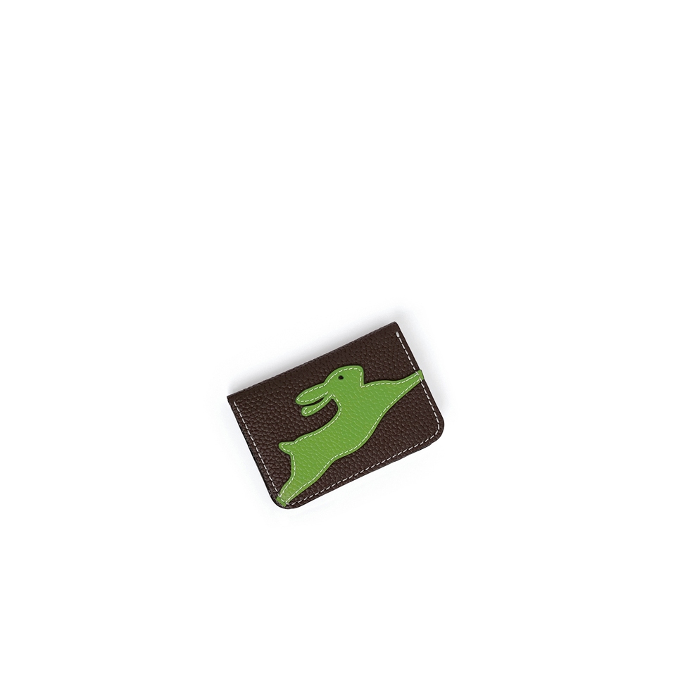 'En L'Air Carte Lièvre' Porte Carte Cuir Nappa Chocolat
