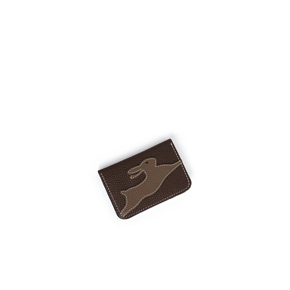 'En L'Air Carte Lièvre' Porte Carte Cuir Nappa Chocolat