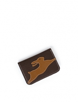 'En L'Air Carte Lièvre' Porte Carte Cuir Nappa Chocolat