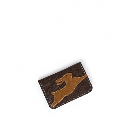 'En L'Air Carte Lièvre' Nappa Leather Card Holder Chocolate