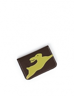 'En L'Air Carte Lièvre' Porte Carte Cuir Nappa Chocolat