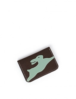 'En L'Air Carte Lièvre' Nappa Leather Card Holder Chocolate