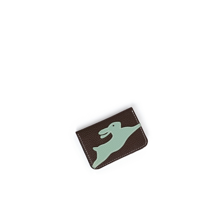 'En L'Air Carte Lièvre' Nappa Leather Card Holder Chocolate