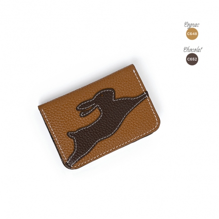 'En L'Air Carte Lièvre' Nappa Leather Card Holder Cognac