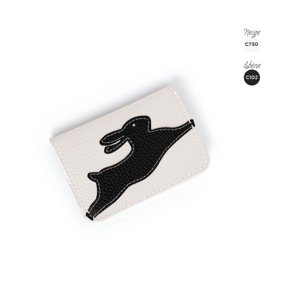 'En L'Air Carte Lièvre' Nappa Leather Card Holder Snow White