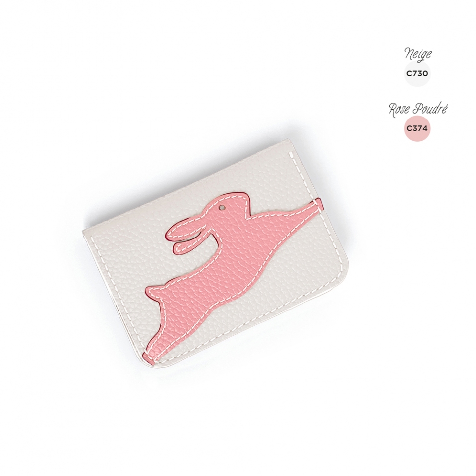 'En L'Air Carte Lièvre' Nappa Leather Card Holder Snow White