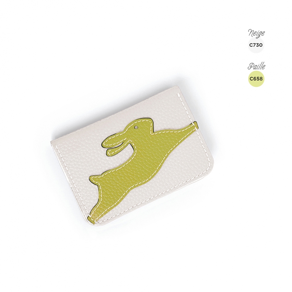 'En L'Air Carte Lièvre' Porte Carte Cuir Nappa Neige