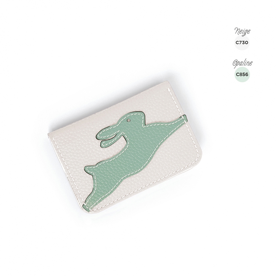 'En L'Air Carte Lièvre' Nappa Leather Card Holder Snow White