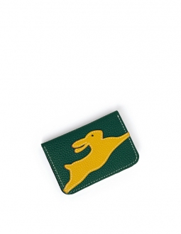 'En L'Air Carte Lièvre' Porte Carte Cuir Nappa Vert Pin