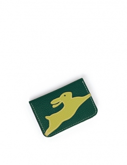 'En L'Air Carte Lièvre' Nappa Leather Card Holder Vert Pin