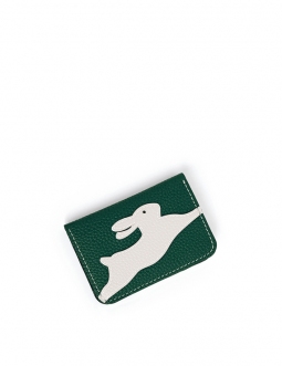 'En L'Air Carte Lièvre' Nappa Leather Card Holder Vert Pin