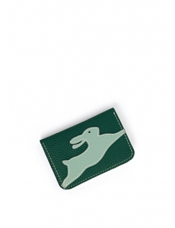 'En L'Air Carte Lièvre' Porte Carte Cuir Nappa Vert Pin