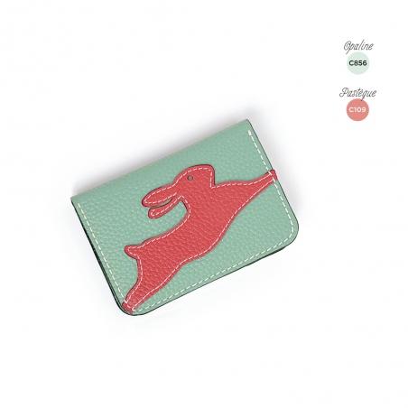 'En L'Air Carte Lièvre' Nappa Leather Card Holder Paille
