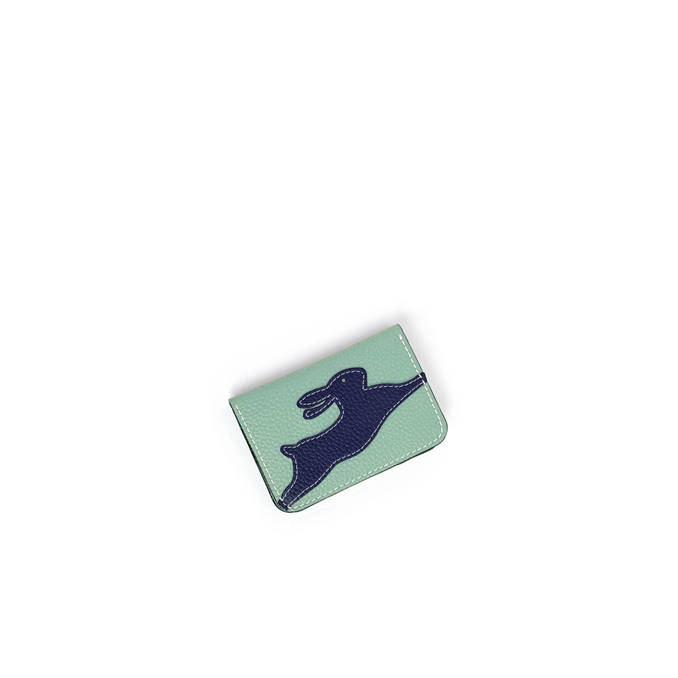 'En L'Air Carte Lièvre' Nappa Leather Card Holder Opaline