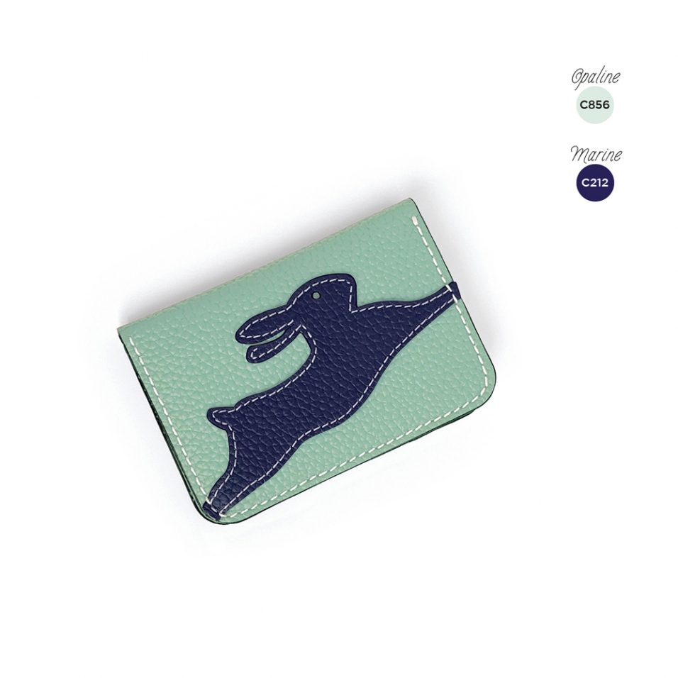 'En L'Air Carte Lièvre' Nappa Leather Card Holder Opaline