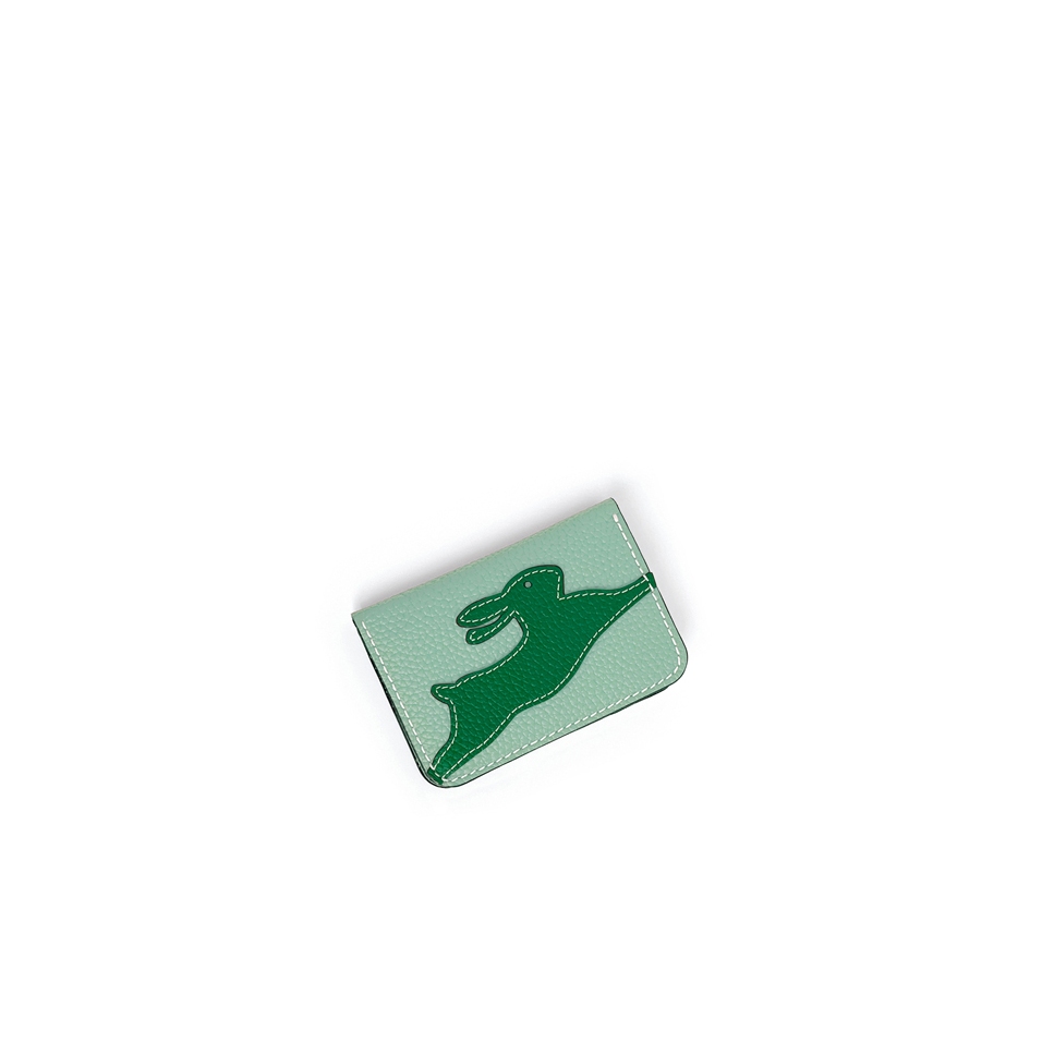 'En L'Air Carte Lièvre' Porte Carte Cuir Nappa Opaline