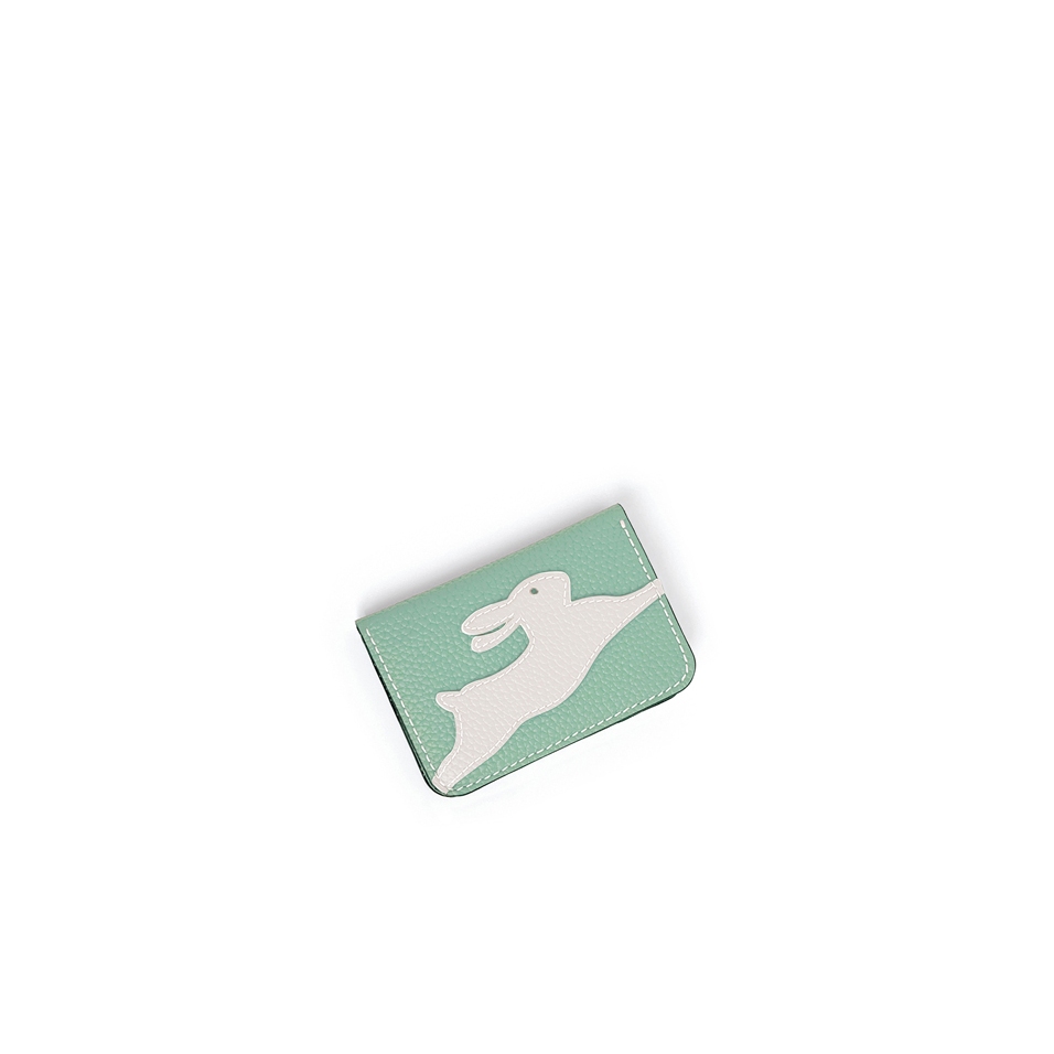 'En L'Air Carte Lièvre' Nappa Leather Card Holder Opaline