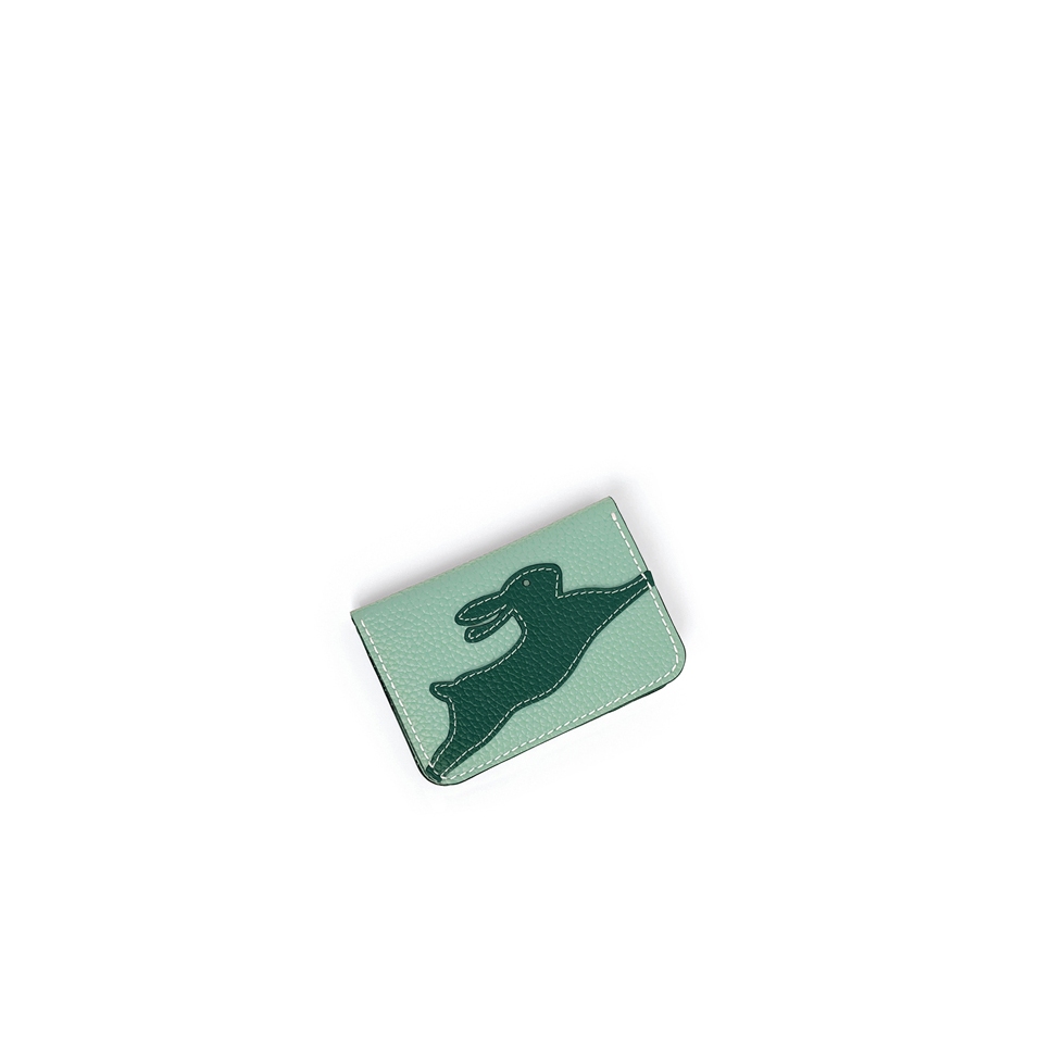 'En L'Air Carte Lièvre' Nappa Leather Card Holder Opaline