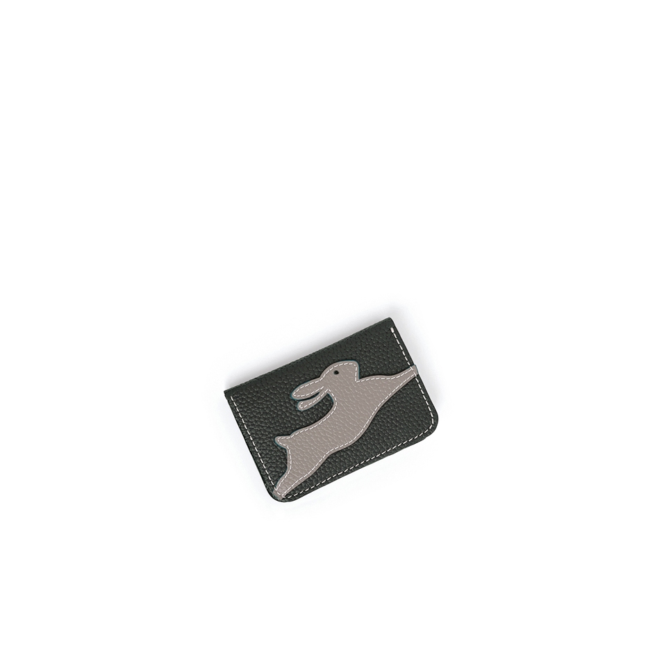 'En L'Air Carte Lièvre' Nappa Leather Card Holder Opaline