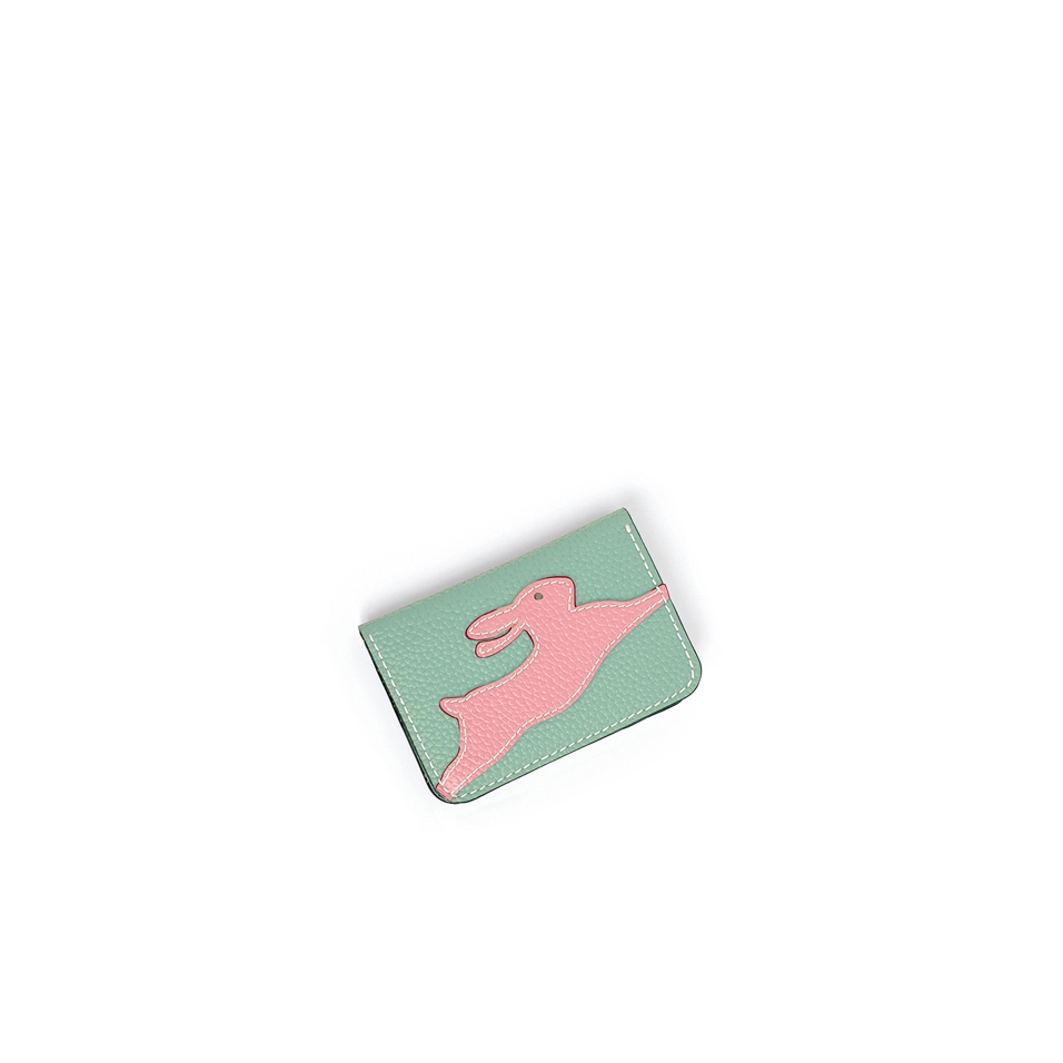 'En L'Air Carte Lièvre' Porte Carte Cuir Nappa Opaline