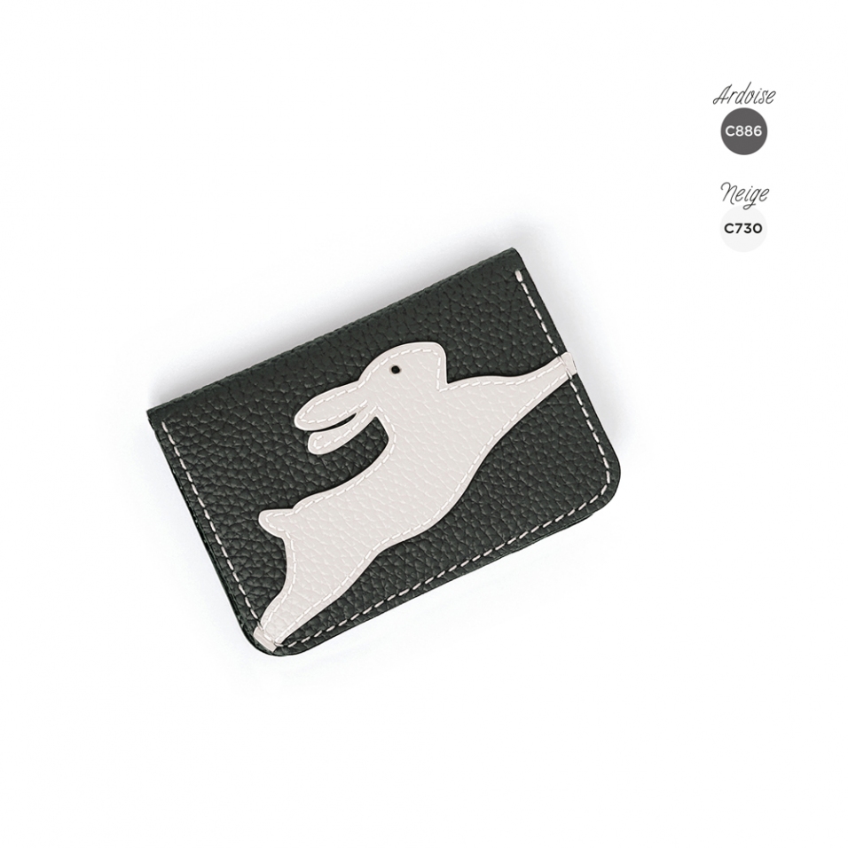 'En L'Air Carte Lièvre' Nappa Leather Card Holder Ardoise