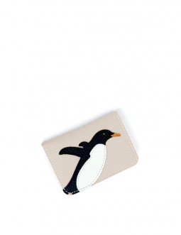 'En L'Air Carte Pingouin' Porte Carte Cuir Nappa Crème