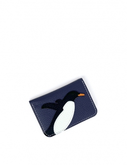 'En L'Air Carte Pingouin' Nappa Leather Card Holder Navy Blue
