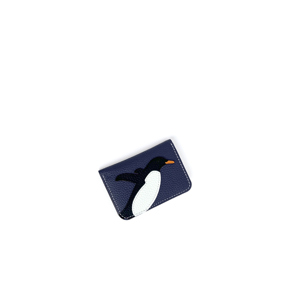 'En L'Air Carte Pingouin' Nappa Leather Card Holder Navy Blue