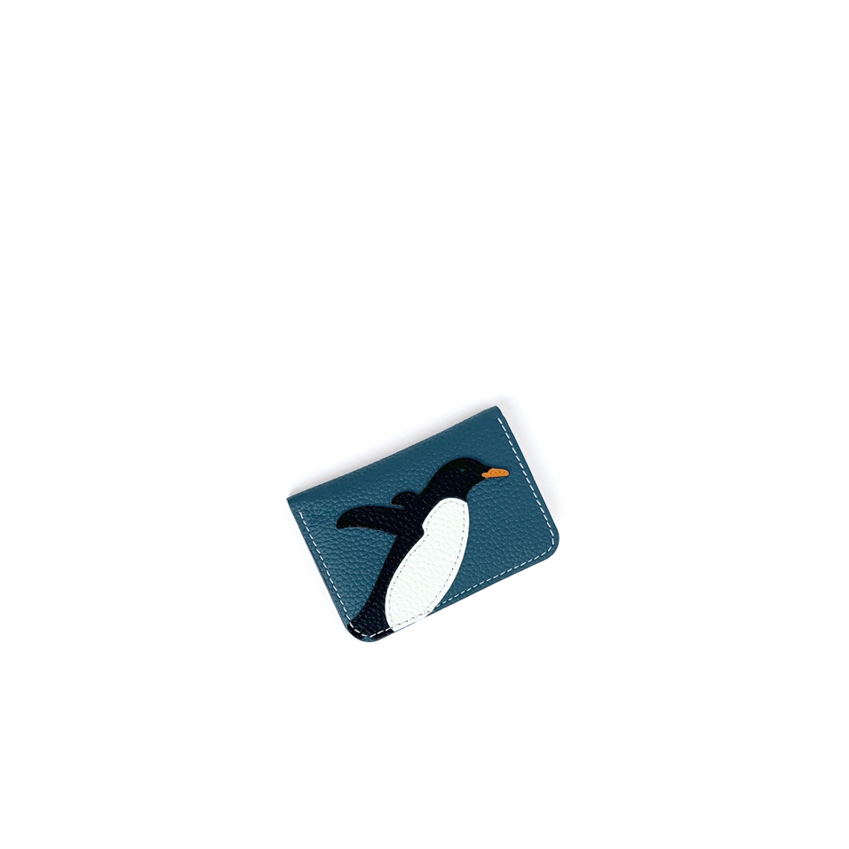 'En L'Air Carte Pingouin' Nappa Leather Card Holder Indigo