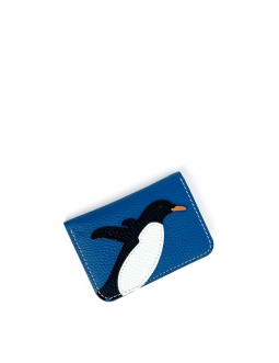 'En L'Air Carte Pingouin' Porte Carte Cuir Nappa Cyan