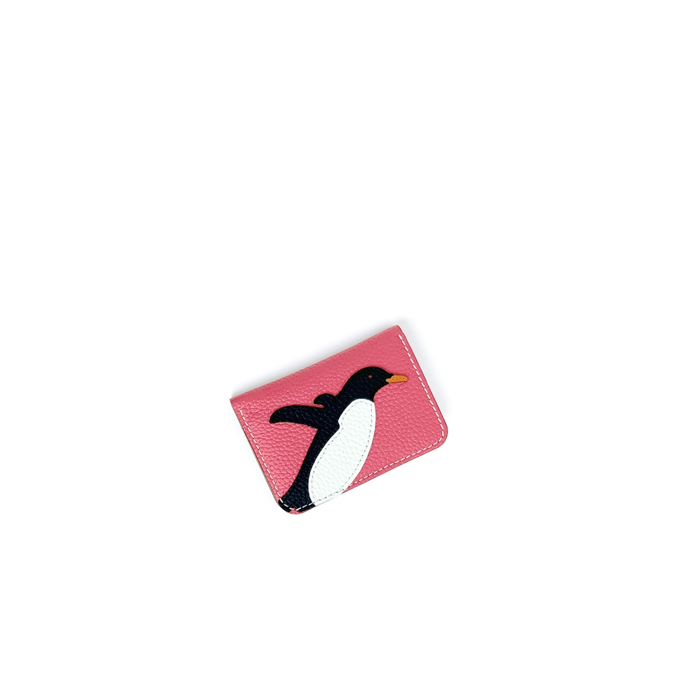 'En L'Air Carte Pingouin' Nappa Leather Card Holder Rose