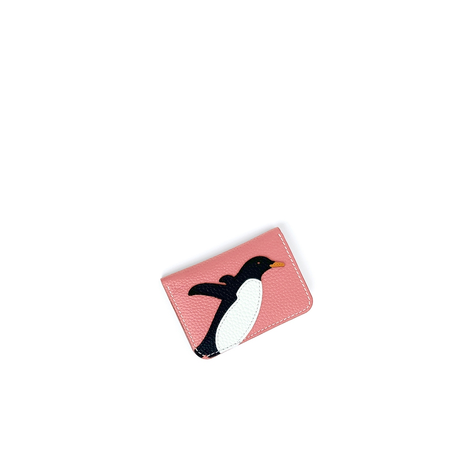 'En L'Air Carte Pingouin' Nappa Leather Card Holder Light Pink